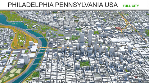 Philadelphia city Pennsylvania USA 3d model 70km