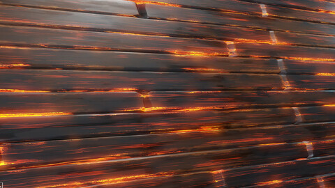 Stylized Burning Wood Plank Materials