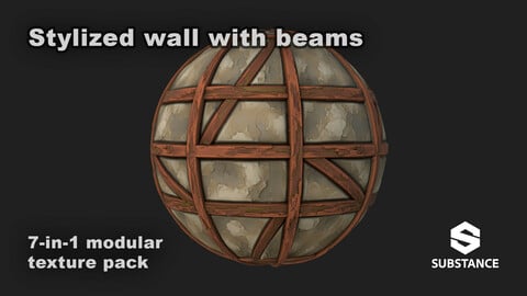 7-in-1 Modular texture pack - Stylized wall with beams