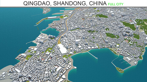 Qingdao city Shandong China 3d model 250km