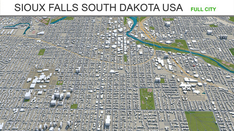 Sioux Falls city South Dakota USA 3d model 40km