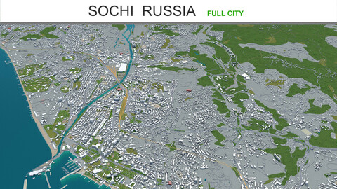 Sochi city Russia 3d model 40km
