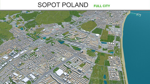 Sopot city Poland 3d model 20km