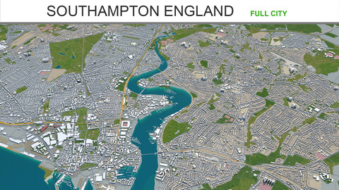 Southampton city England 3d model 30km
