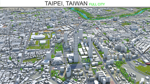 Taipei city Taiwan 3d model 60km