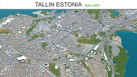 Tallin city Estonia 3d model 70km