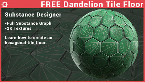 Free Green Dandelion Tile Floor - Substance Designer