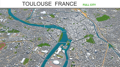 Toulouse city France 3d model 30km