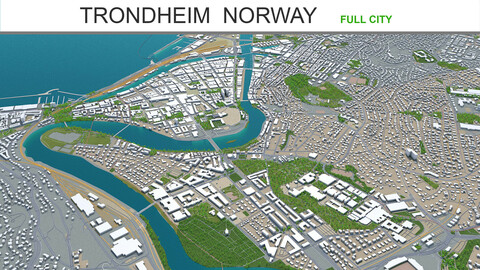 Trondheim city Norway 3d model 60km