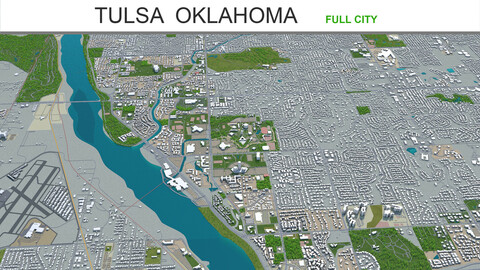 Tulsa city Oklahoma 3d model 60km