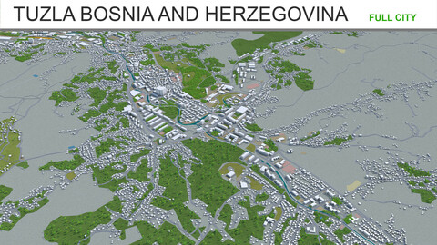 Tuzla Bosnia and Herzegovina city 3d model 30km