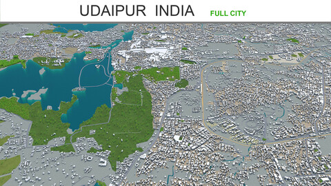 Udaipur city India 3d model 30km