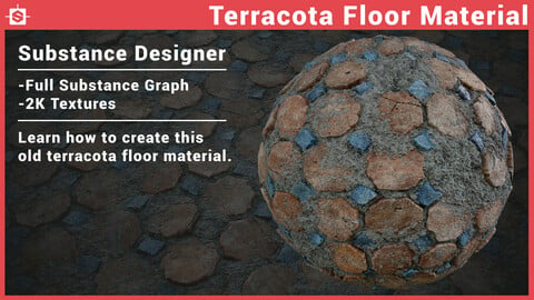 Old Terracotta Floor Material in Substance Designer