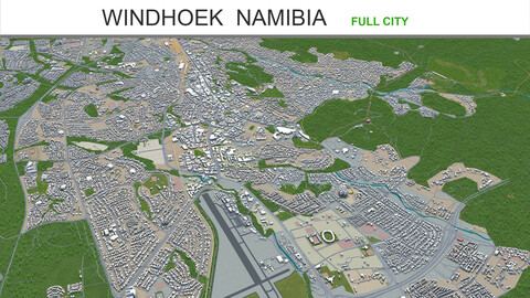 Windhoek city Namibia 3d model 40km