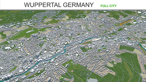 Wuppertal city Germany 3d model 40km