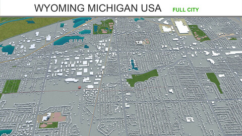 Wyoming city Michigan USA 3d model 30km