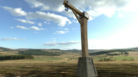 Street lamp cartoon style lowpoly for games