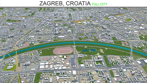 Zagreb city Croatia 3d model 60km