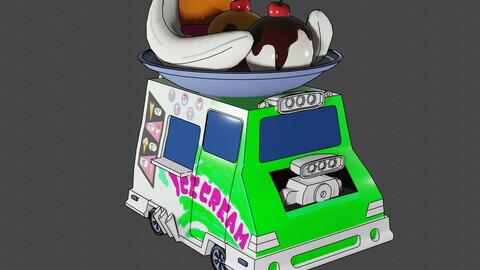 Мультяшная 3Д машинка мороженщика