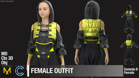 Female outfit / Marvelous Designer / Clo 3D project + obj