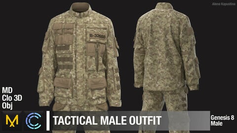 Tactical male outfit / Marvelous Designer / Clo 3D project + obj