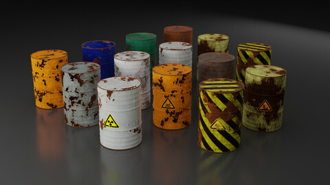 Metal Barrels - Old Rusted - PBR - High Quality