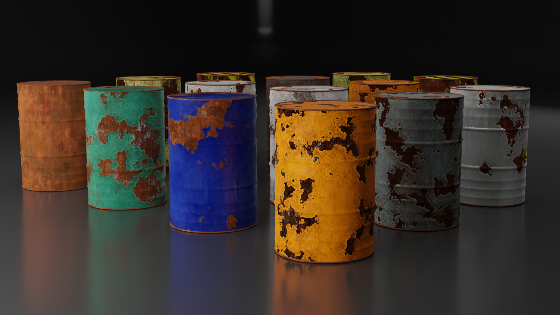 ArtStation Metal Barrels Old Rusted PBR High Quality Resources