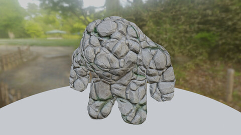 Golem Stone Rock Stylized Character Creature Monster Game Ready Low-poly Rigged