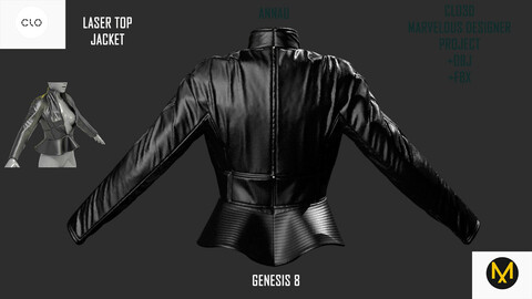 GENESIS 8 |CLO3D MARVELOUS DESIGNER PROJECT +OBJ +FBX |LASER TOP JACKET