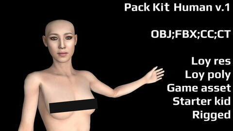 Pack Kit Human v.1 Сharacter OBJ, FBX , Crazy Talk, etc.