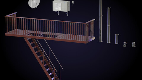 External apartment building kitbash props