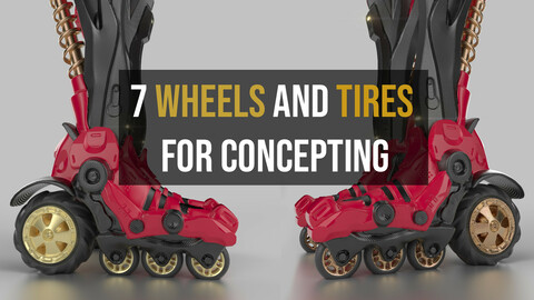 7 Wheels And Tires For Concepting - Zbrush OBJ / ZPR