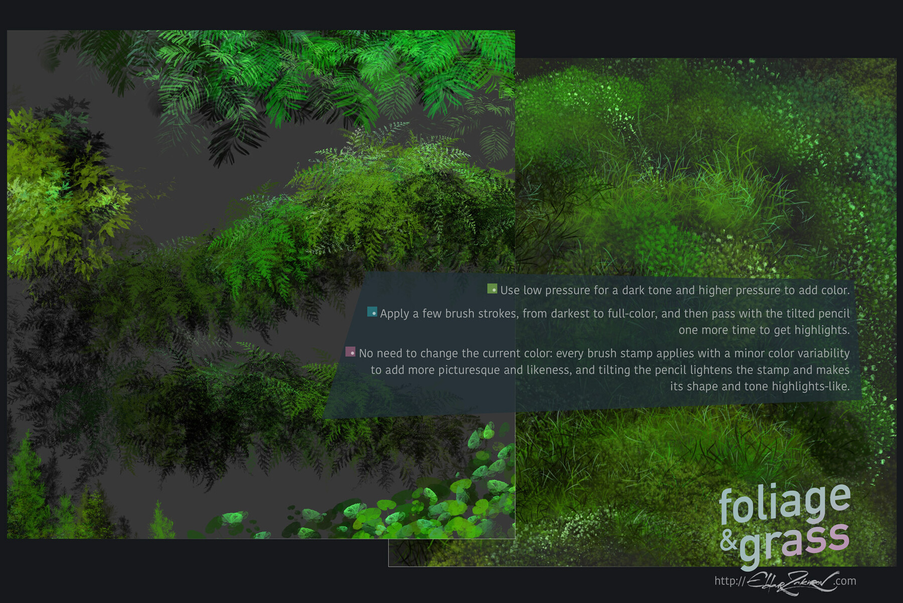 ArtStation 60 'Foliage & Grass' brushes for Procreate Brushes