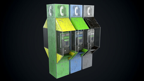 Payphone Dirty different colors Low-poly 3D model