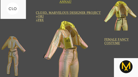 GENESIS 8: FANCY FEMALE COSTUME| CLO3D, MARVELOUS DESIGNER PROJECT| +OBJ+FBX