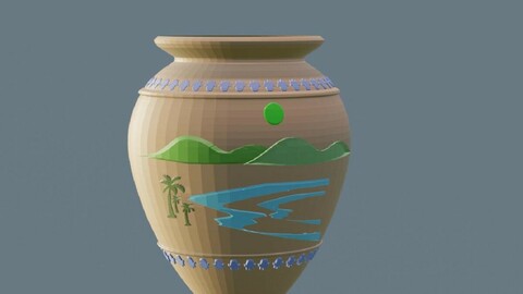 3d Printable Decorated Jar Colorfull Landscape View