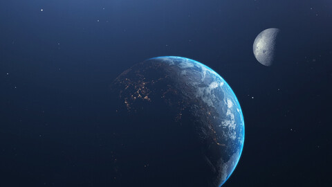 Earth And Moon,Mars,Sun