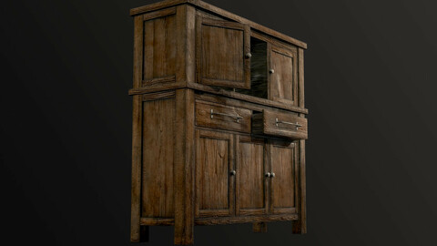 Wooden Chest Of Drawers Low-poly 3D model
