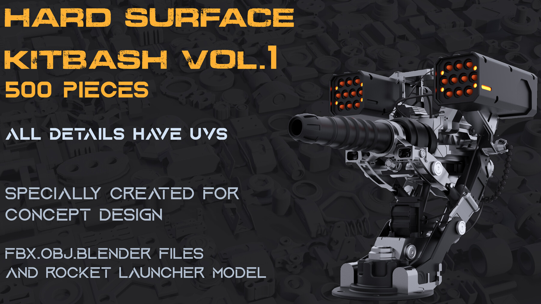 ArtStation Scifi hard surface kitbash vol.1 500 details Resources