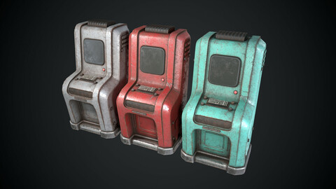 Sci-Fi Console PBR Space Exploration Control Center Low-poly 3D model