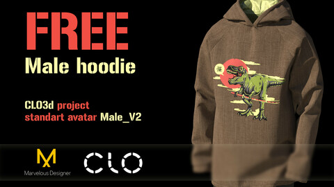 Free Male hoodie for standart CLO 3D Avatar Male_V2