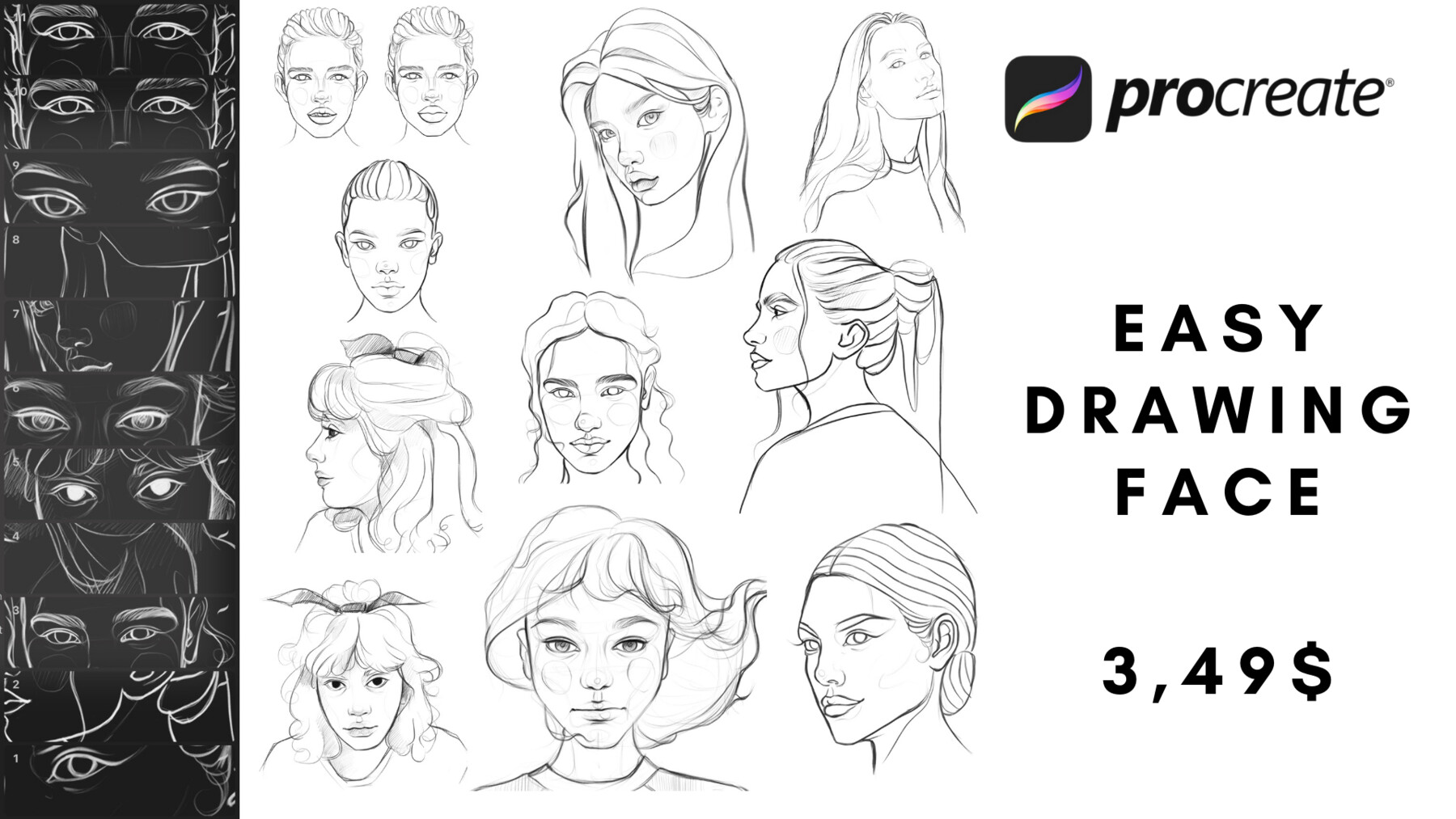 female head drawing reference