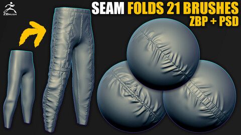 Seam and Folds Brushes for ZBrush (ZBP & PSD)