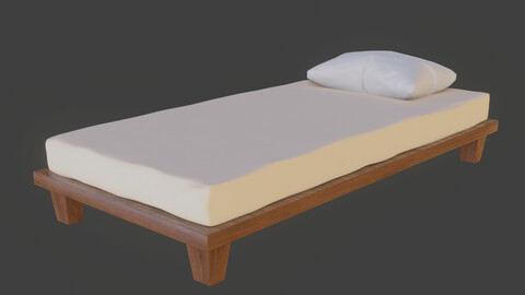 Single Bed with separate Pillow 3D model