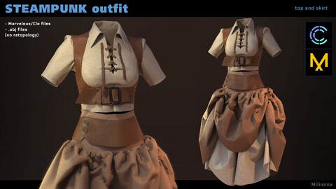 Steampunk outfit - Marvelous/Clo 3D (.obj)