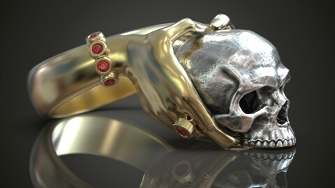 Hands skull ring