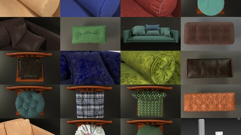 Cussions  for rendering (22 Pillows 3D models)
