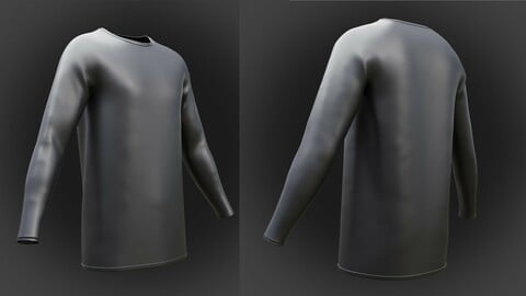 RoundNeck leather shirt - 3D Male sleeve shirt