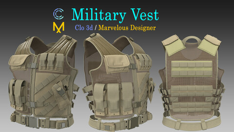 Military Vest / Marvelous Designer, Clo3d project