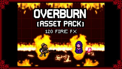 [ASSET PACK] OVERBURN FX - 120 Pixelart Fire Effects + Animated Characters Sprites